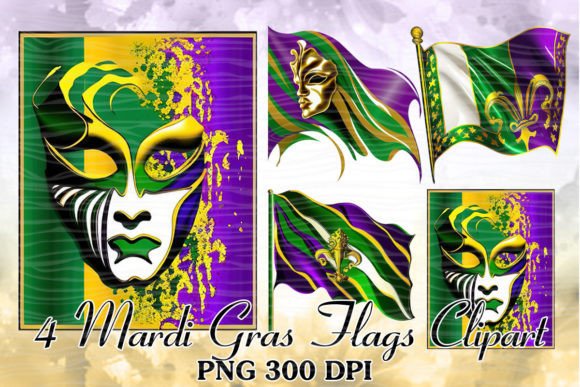 Mardi Gras Flags Sublimation Clipart Review