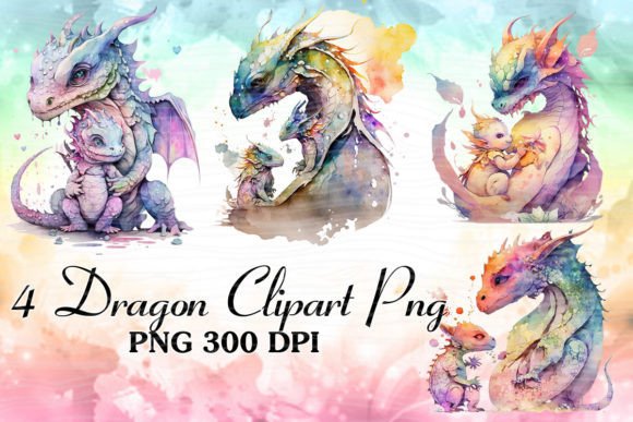 Mom and Baby Dragon Watercolor Clipart Review