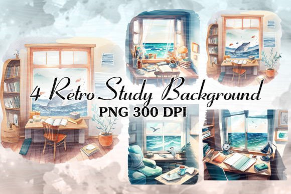 Study Room with Sea Background Art Review