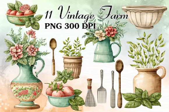 Vintage Farm Watercolor Clipart Review