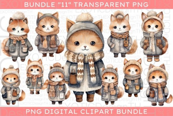 Watercolour Feline Winter Wonderland PNG Review